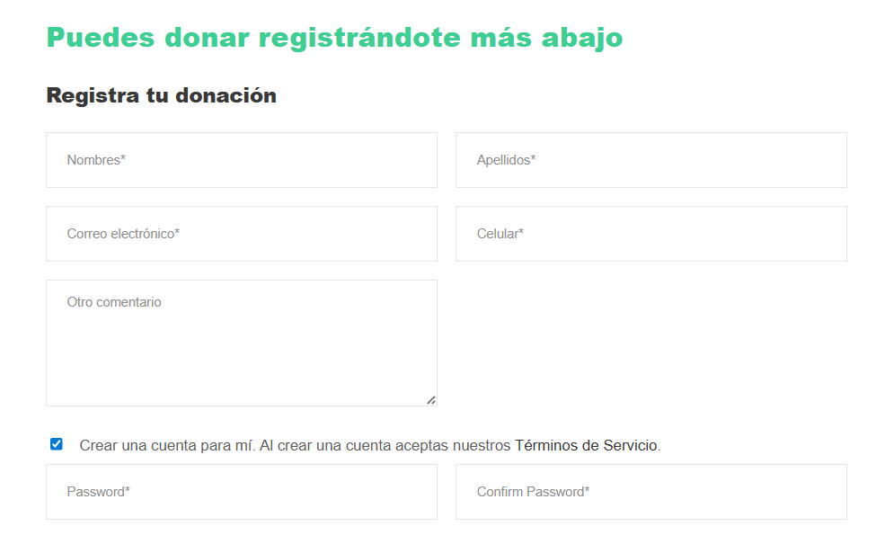 Clic en donar ahora